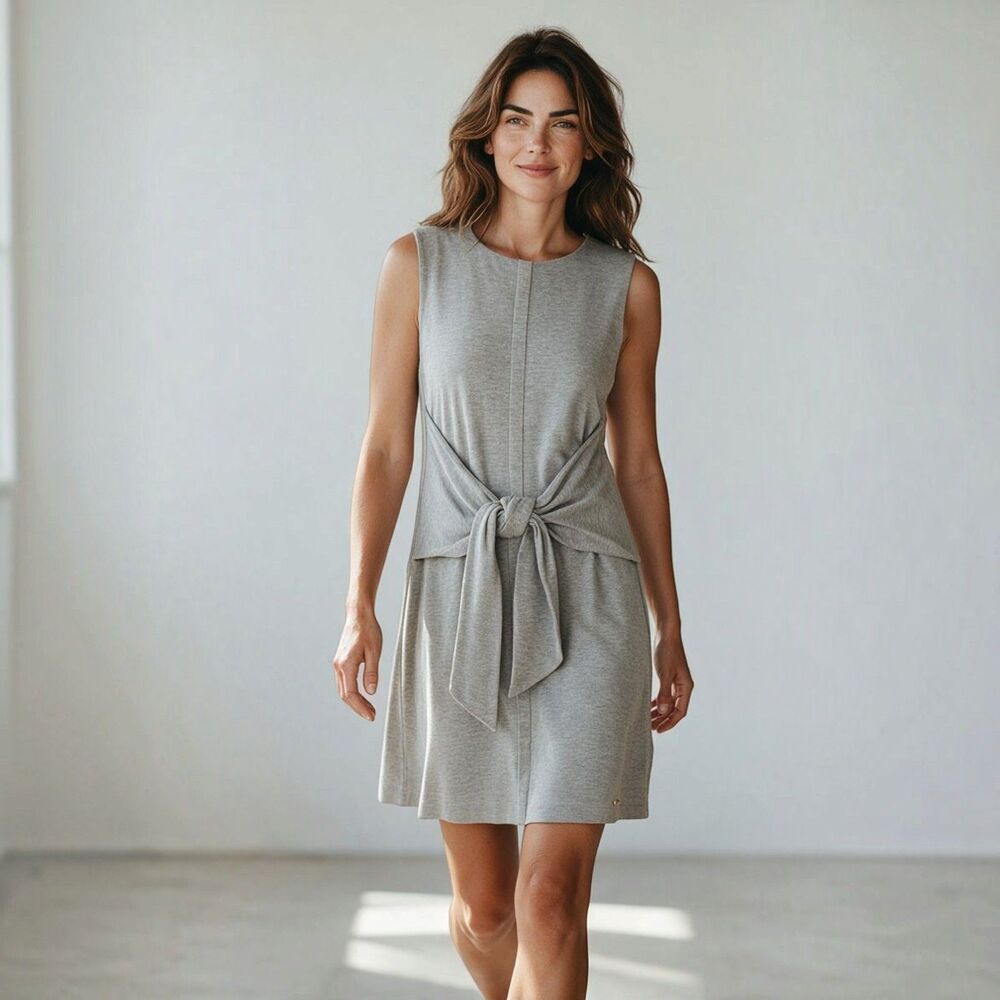 Ted Baker London Front Tie Dress Grey Knit Casual (TB Size 2) US 6/8